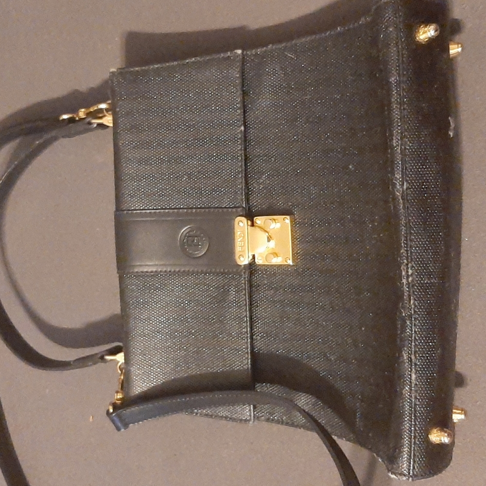 Vintage Fendi bag. Black pinstripe